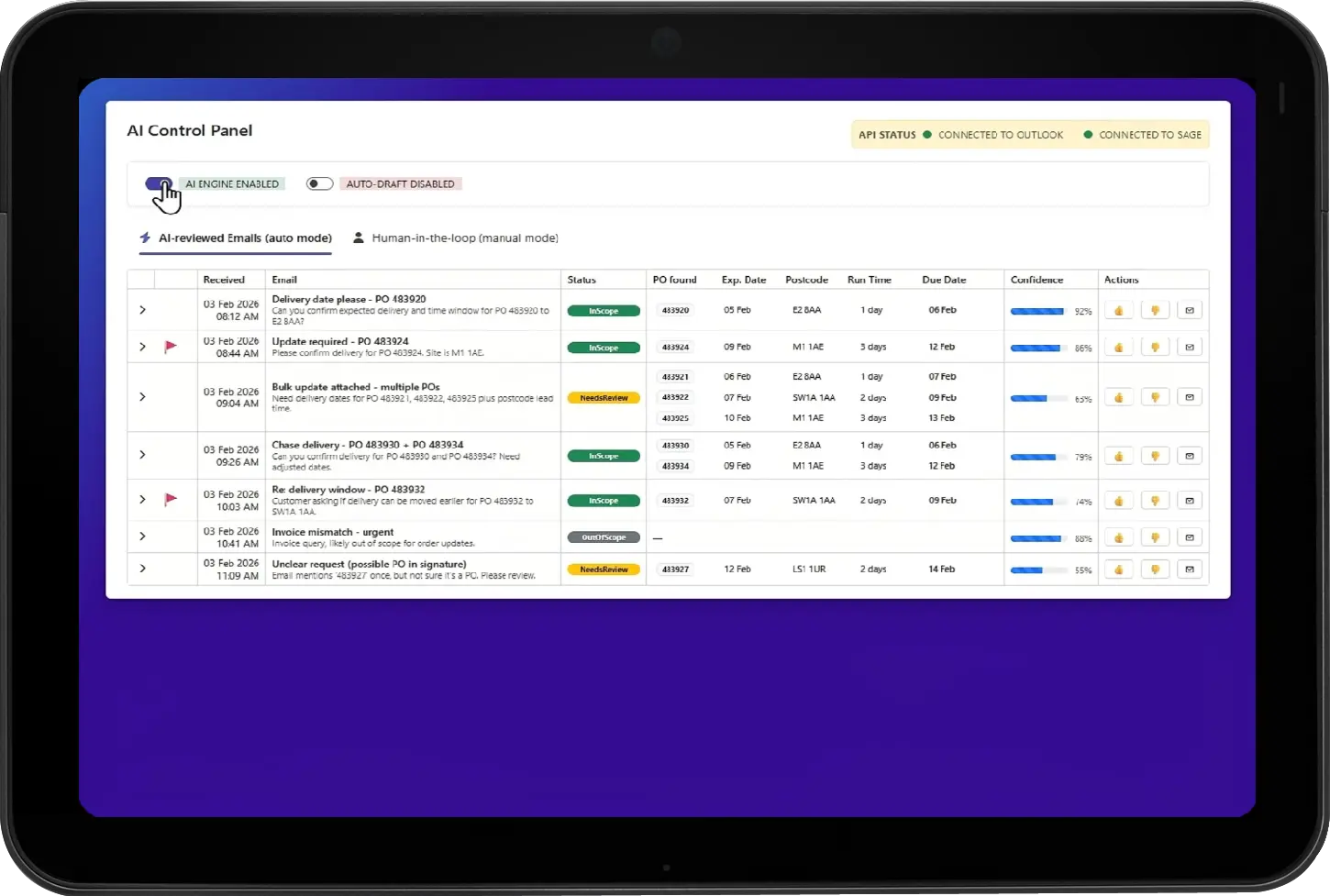 Device showing a BetterAI solution in action.
